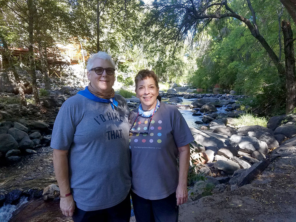 Theresa from KS (on the left, gray hair) and Janet, owner of Canyon Calling in Sedona