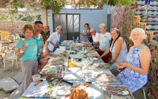 Women crafting together in Baja, Mexico with Canyon Calling Adventure Tours for women only