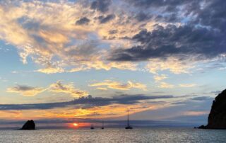 View of the sunset over the waters of Baja, Mexico