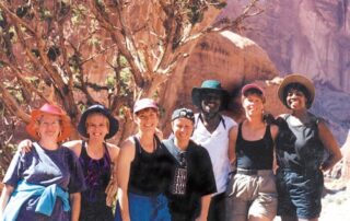 Women hiking together through the deserts of the western United States