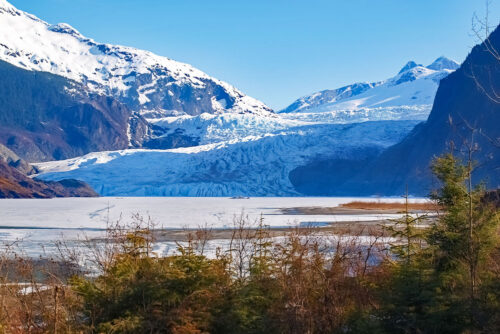 Scenic views of the breathtaking Mendenhall Glacier, AK