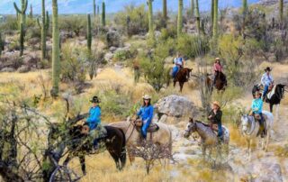 Join the "Tucson riders" on horseback along the winding desert trails of Tucson, AZ