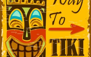 Illustration of vintage poster for way to tiki club