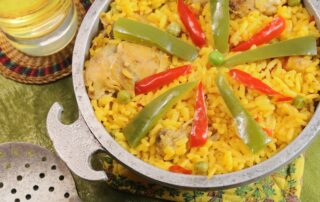 Typical Cuban dish - Salted rice with chicken and peppers