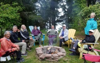 Women enjoying a firepit chill in Northern California