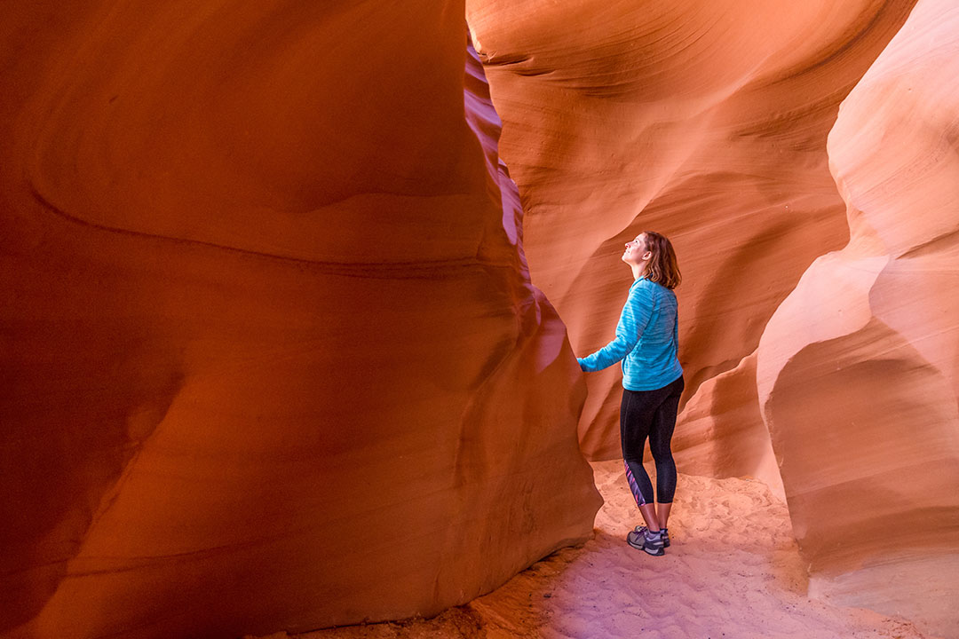 Exploring slot canyons during our popular tour, Canyons of the Southwest