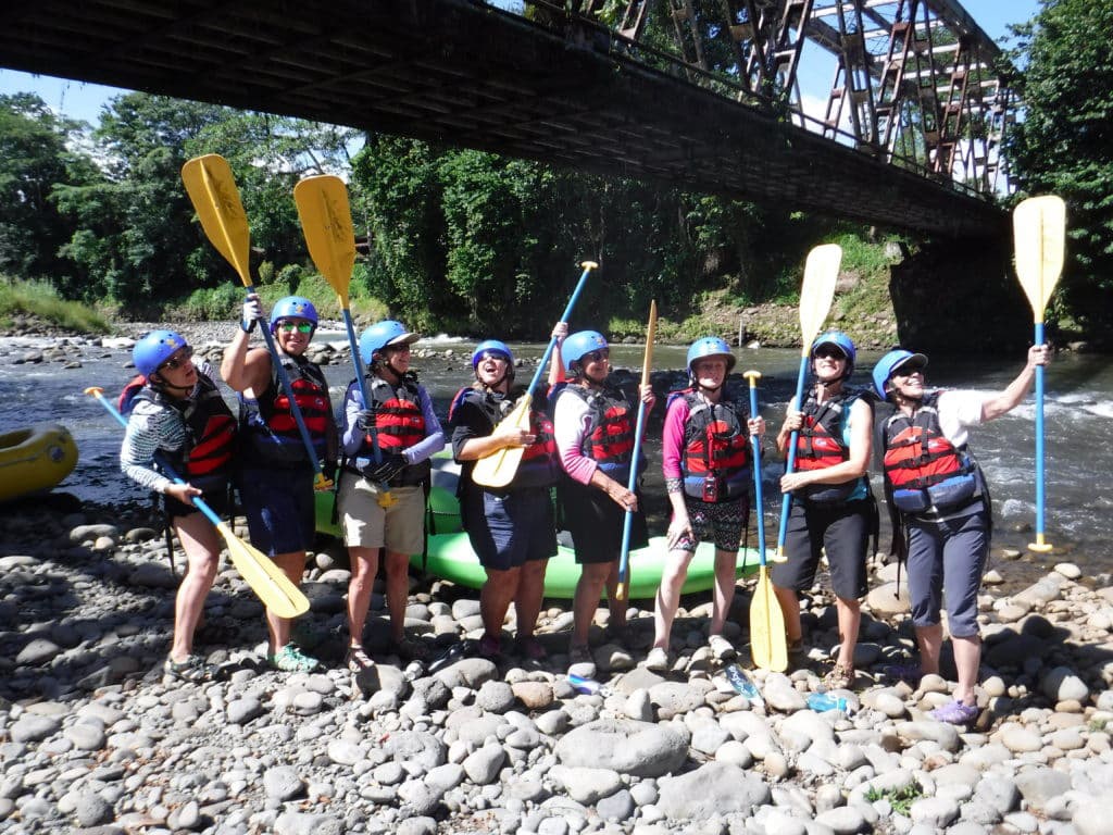 Getting ready to raft with fellow women travelers - Women only travel Adventures to Central America