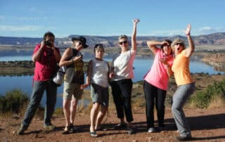 Women having a great time exploring Lake Abiquiu together - Canyon Calling Adventure Tours