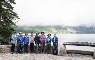 Women hiking in Yellowstone National Park with Canyon Calling